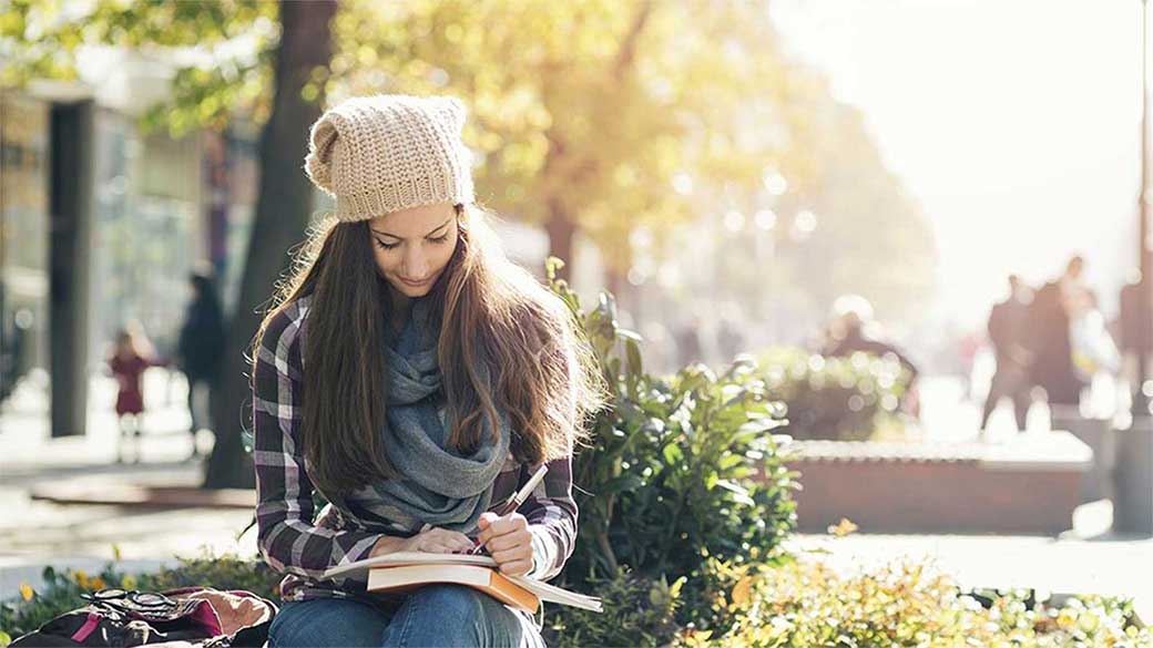 College girl studying